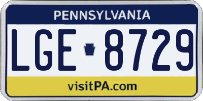 PA license plate LGE8729