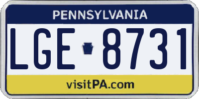 PA license plate LGE8731