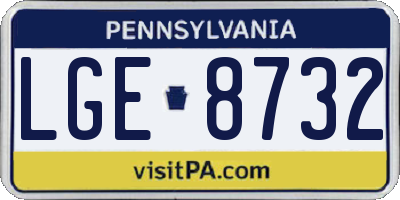 PA license plate LGE8732