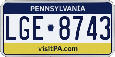 PA license plate LGE8743