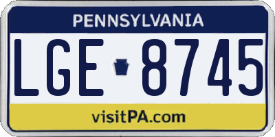 PA license plate LGE8745