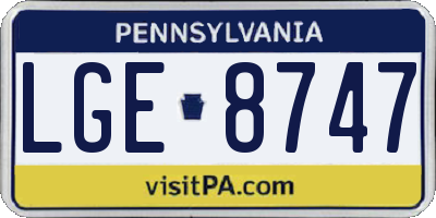 PA license plate LGE8747