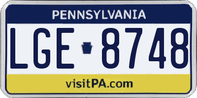 PA license plate LGE8748