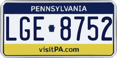 PA license plate LGE8752
