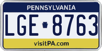 PA license plate LGE8763