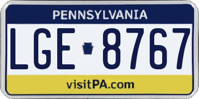 PA license plate LGE8767