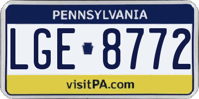 PA license plate LGE8772