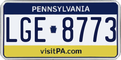 PA license plate LGE8773