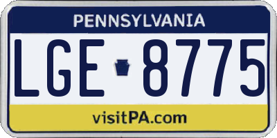 PA license plate LGE8775
