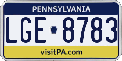 PA license plate LGE8783