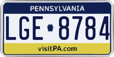 PA license plate LGE8784