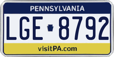 PA license plate LGE8792