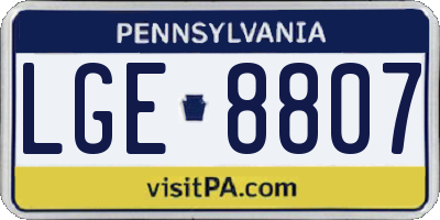 PA license plate LGE8807