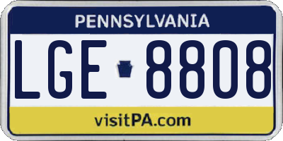 PA license plate LGE8808