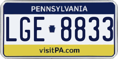 PA license plate LGE8833
