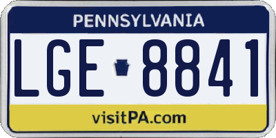 PA license plate LGE8841