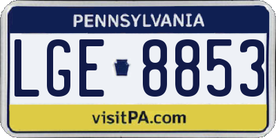 PA license plate LGE8853