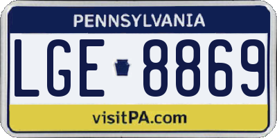 PA license plate LGE8869