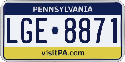 PA license plate LGE8871