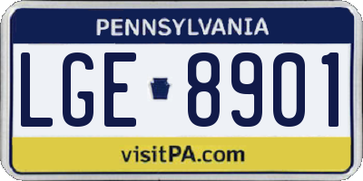 PA license plate LGE8901