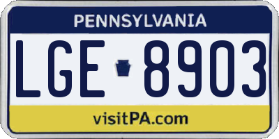 PA license plate LGE8903