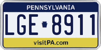 PA license plate LGE8911