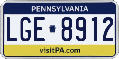 PA license plate LGE8912