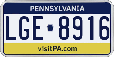 PA license plate LGE8916