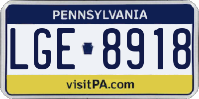 PA license plate LGE8918