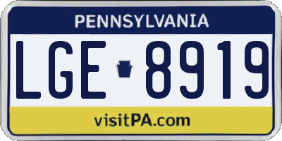 PA license plate LGE8919
