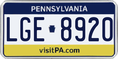 PA license plate LGE8920