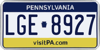 PA license plate LGE8927
