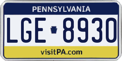 PA license plate LGE8930