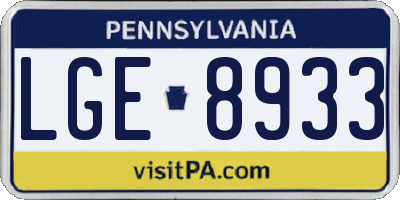 PA license plate LGE8933