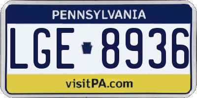 PA license plate LGE8936