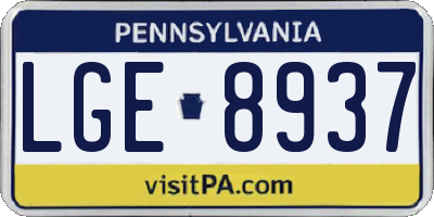 PA license plate LGE8937