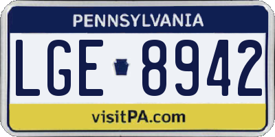 PA license plate LGE8942