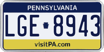 PA license plate LGE8943