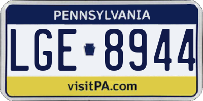 PA license plate LGE8944