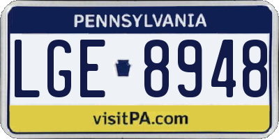PA license plate LGE8948