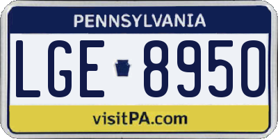 PA license plate LGE8950