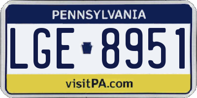 PA license plate LGE8951