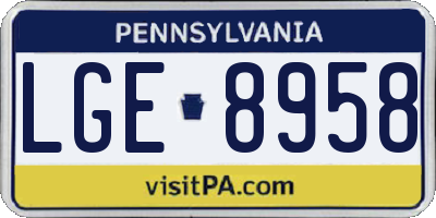 PA license plate LGE8958