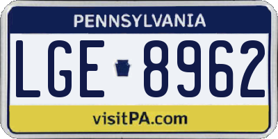 PA license plate LGE8962