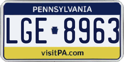 PA license plate LGE8963