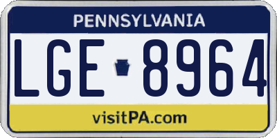 PA license plate LGE8964