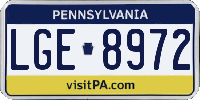 PA license plate LGE8972
