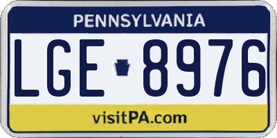 PA license plate LGE8976
