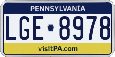 PA license plate LGE8978