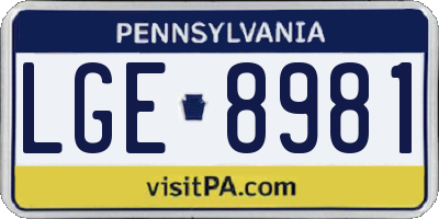 PA license plate LGE8981